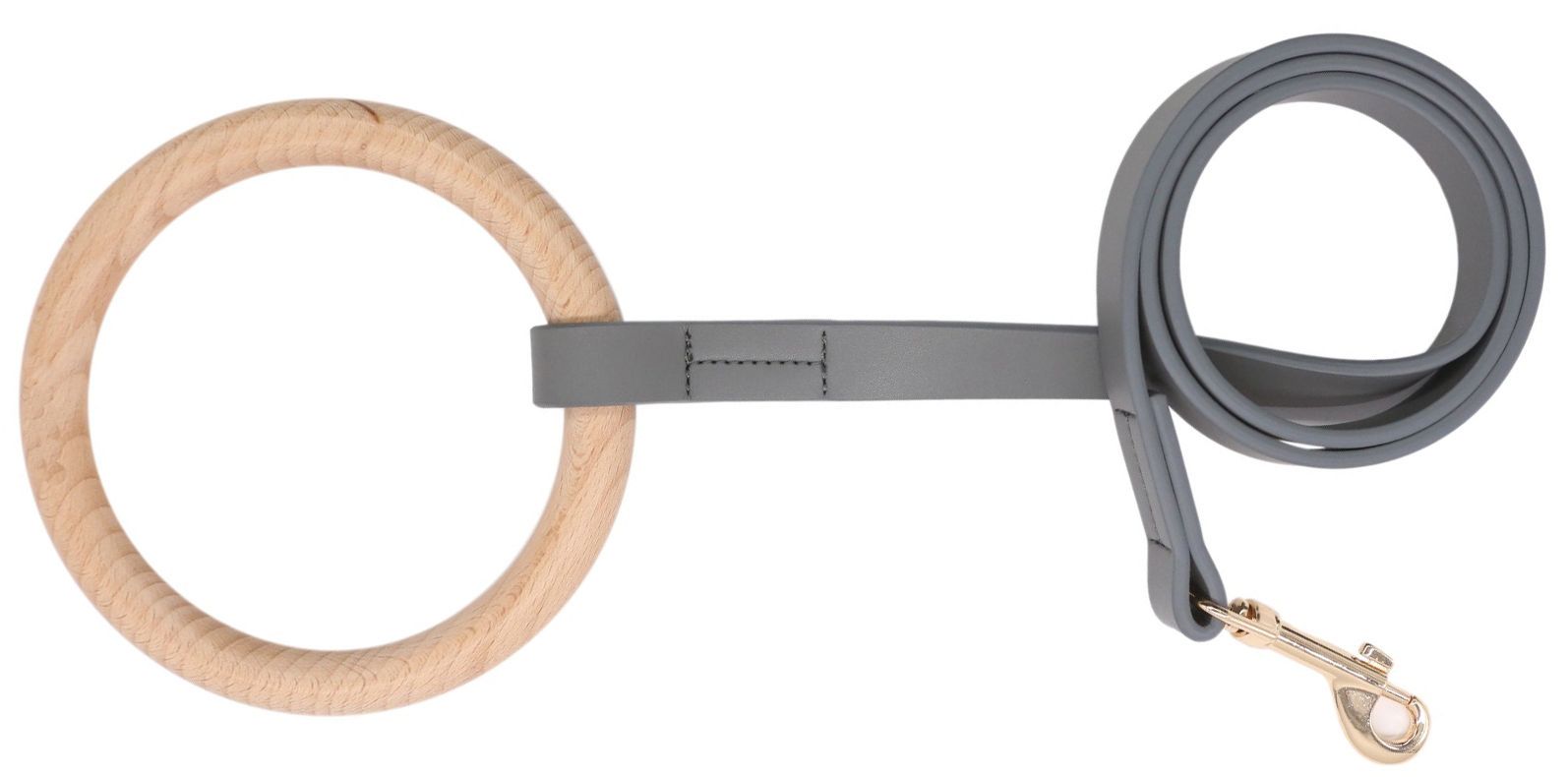 Pet Life ® 'Ever-Craft' Boutique Series Beechwood and Leather Designer Dog Leash Gray