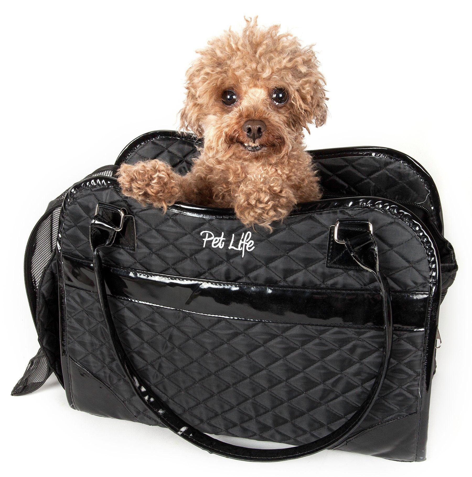 Pet Life ® Exquisite Airline Approved Designer Travel Pet Dog Handbag Carrier Black
