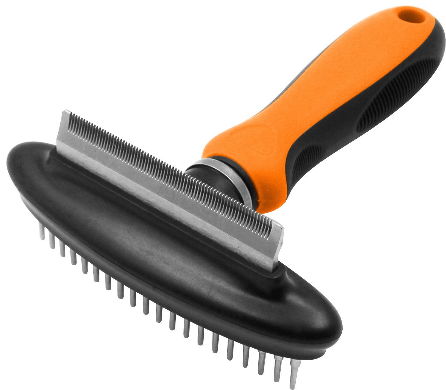 Pet Life ® Flex Series 2-in-1 Dual-Sided Grooming Undercoat Pet Rake and Deshedder Orange