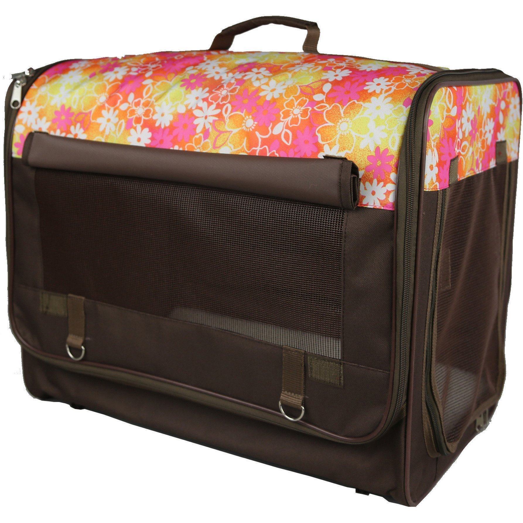 Pet Life ® 'Floral Patterned' Folding Collapsible Lightweight Wire Framed Pet Dog Crate House Tent X-Small