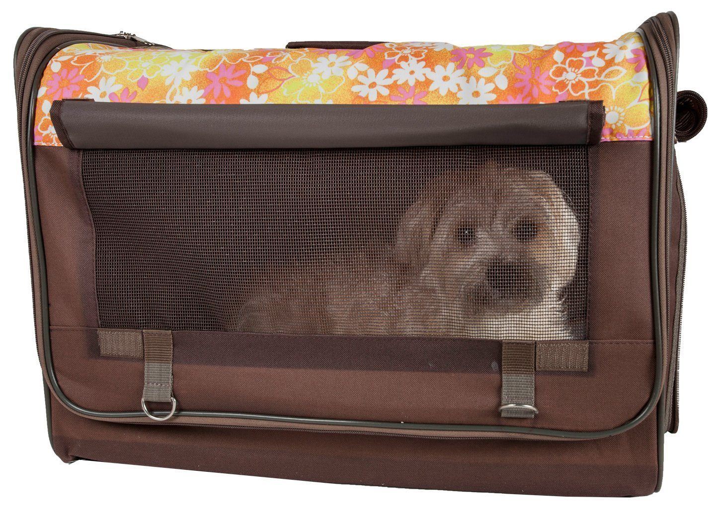 Pet Life ® 'Floral Patterned' Folding Collapsible Lightweight Wire Framed Pet Dog Crate House Tent  