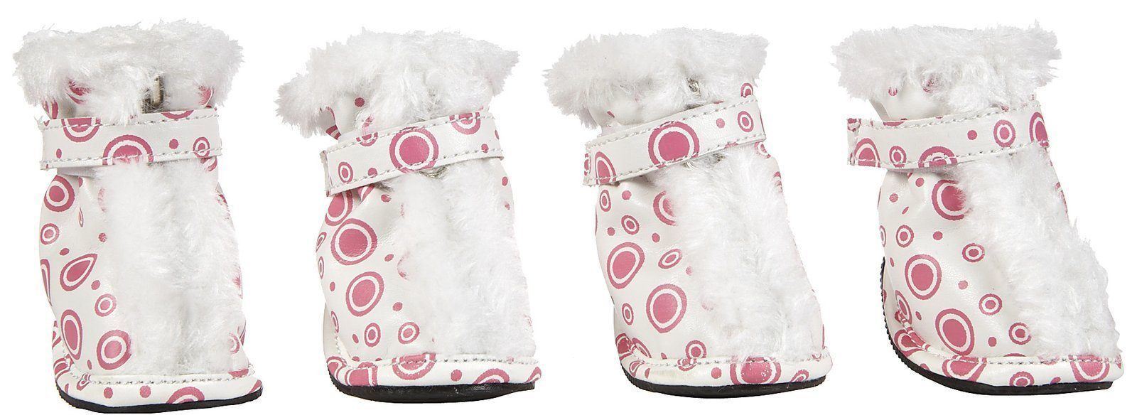 Pet Life ® Fur-Comfort 3M Insulated Fashion Fur and PVC Waterproof Winter Dog Boots - Set of 4