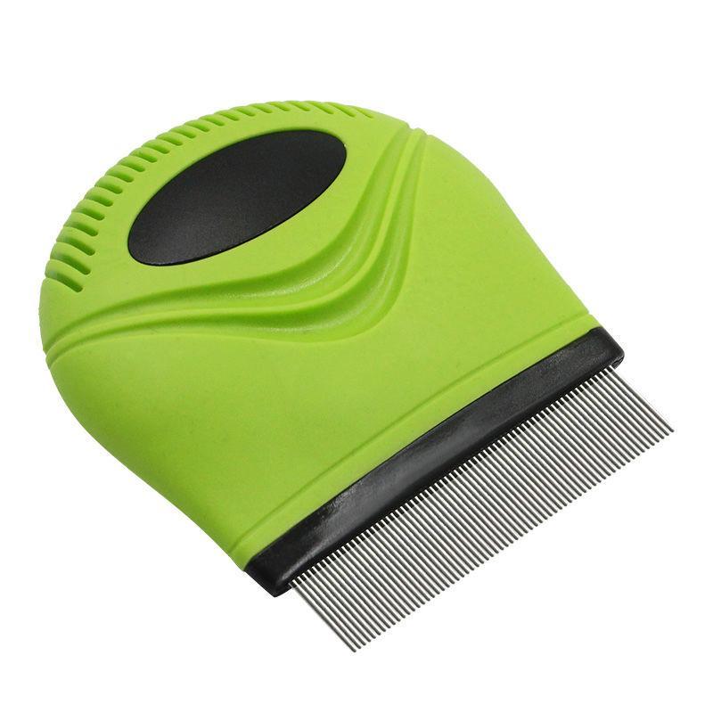 Pet Life ® 'Grazer' Handheld Travel Grooming Cat and Dog Flea and Tick Comb Green