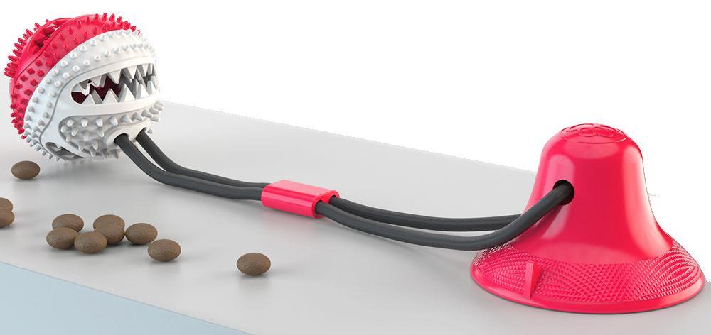 Pet Life ® 'Grip N' Play' Treat Dispensing Ball Shaped Suction Cup Dog Toy Default Title