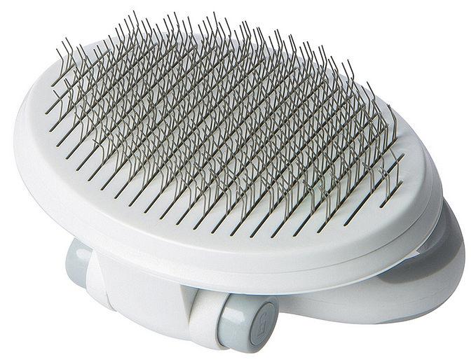 Pet Life ® 'Gyrater' Travel Self-Cleaning Swivel Grooming Slicker Pet Brush Default Title