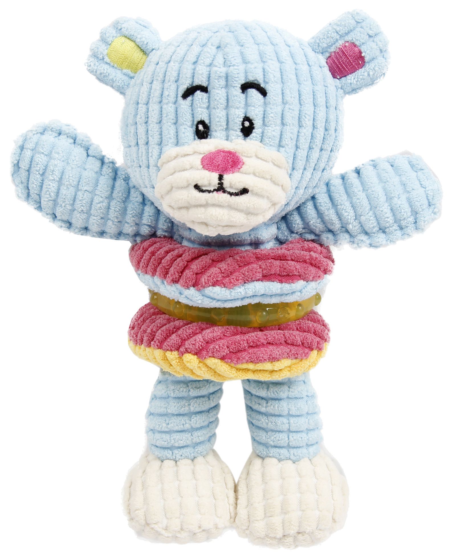 Pet Life ® 'Hugga-Bear' Plush Squeaking and Rubber Teething Newborn Puppy Dog Toy Light Blue