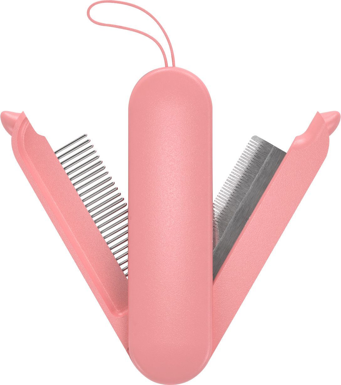 Pet Life ® 'JOYNE' Multi-Functional 2-in-1 Swivel Travel Grooming Comb and Deshedder Pink