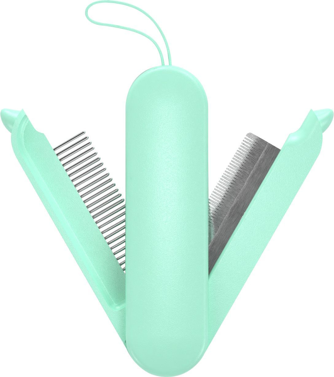 Pet Life ® 'JOYNE' Multi-Functional 2-in-1 Swivel Travel Grooming Comb and Deshedder Green