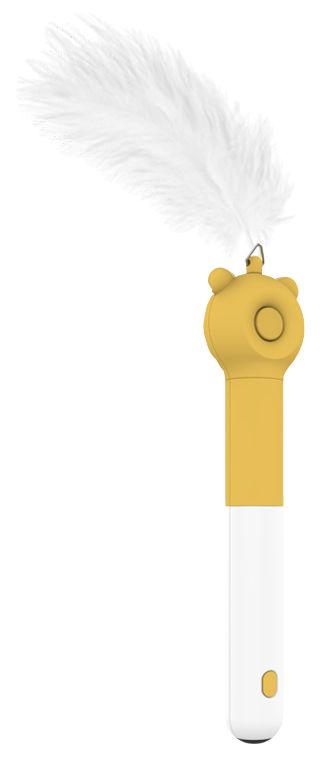 Pet Life ® 'KITIQUE" 3-in-1 Retractable and Extendable Feathered and Laser Wand Kitty Cat Teaser Yellow