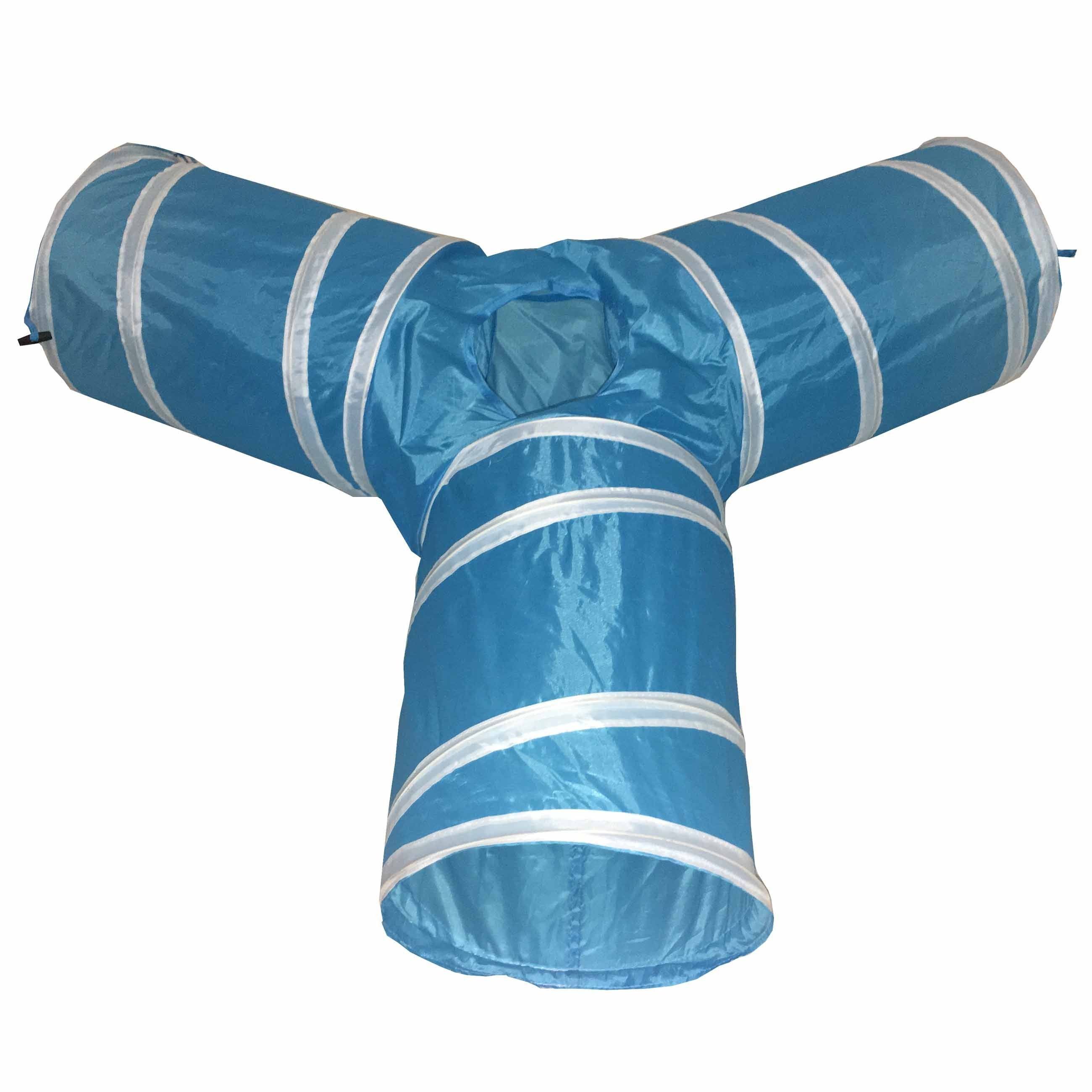 Pet Life ® 'Kitting-Go-Seek' Collapsible Folding Travel 3-way Kitty Cat Tunnel Blue/White