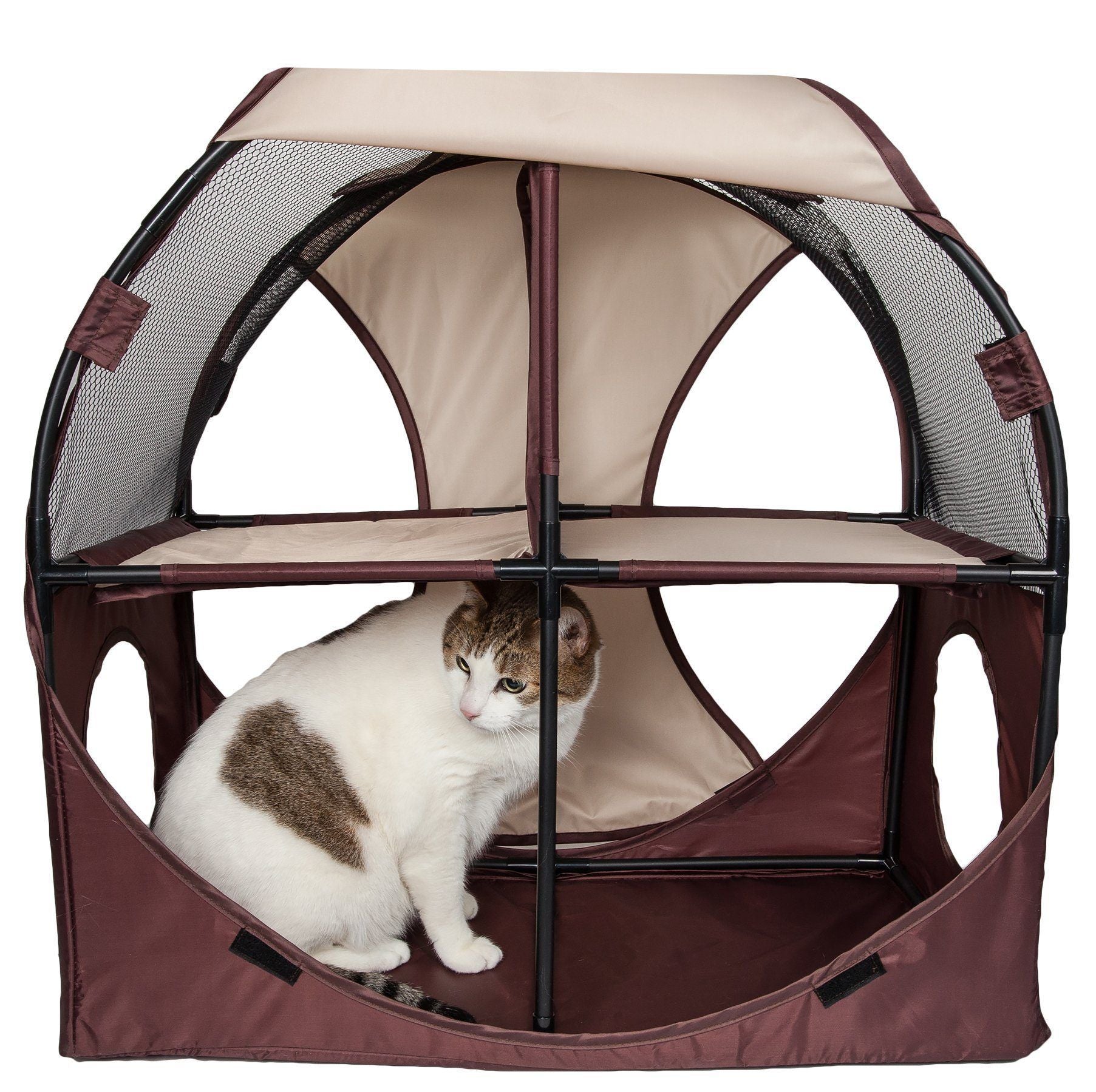 Pet Life ® 'Kitty-Play' Collapsible Travel Interactive Kitty Cat Tree Maze House Lounger Tunnel Lounge  