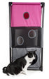 Pet Life ® 'Kitty-Square' Collapsible Travel Interactive Kitty Cat Tree Maze House Lounger Tunnel Lounge Pink, Grey