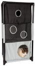 Pet Life ® 'Kitty-Square' Collapsible Travel Interactive Kitty Cat Tree Maze House Lounger Tunnel Lounge Black, White