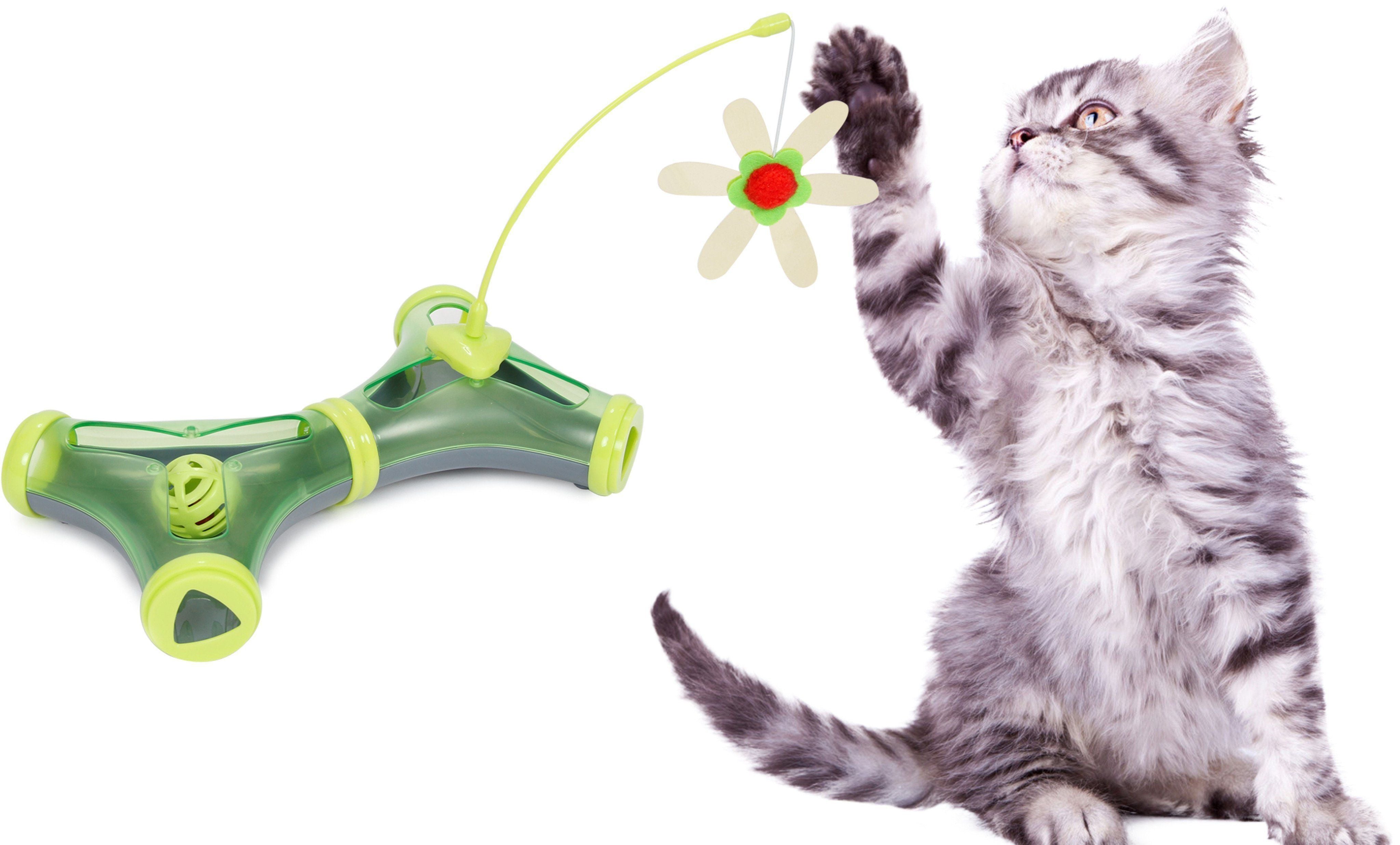 Pet Life ® 'Kitty-Tease' Interactive Teaser Kitty Cat Puzzle Toy Green 