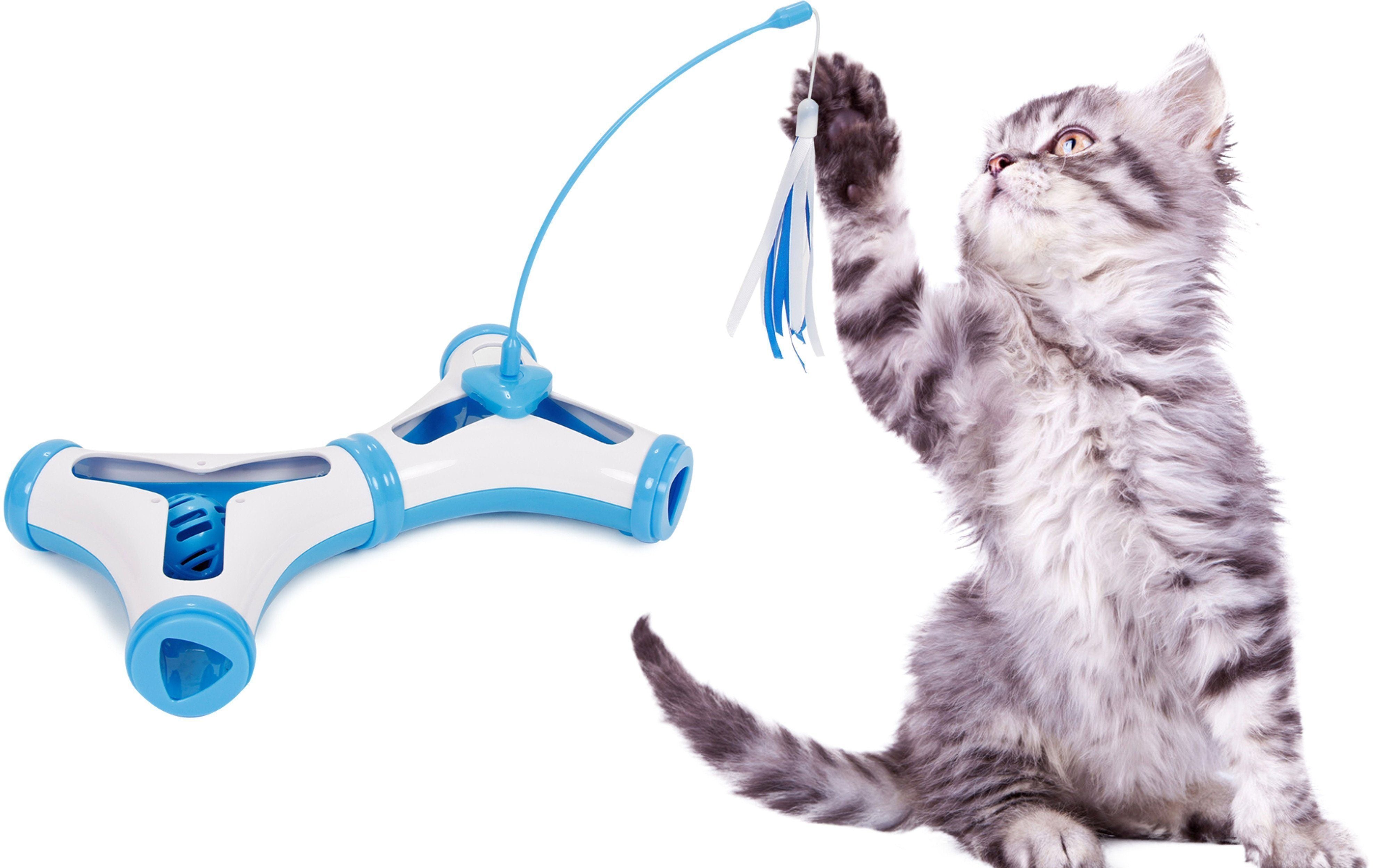 Pet Life ® 'Kitty-Tease' Interactive Teaser Kitty Cat Puzzle Toy Blue