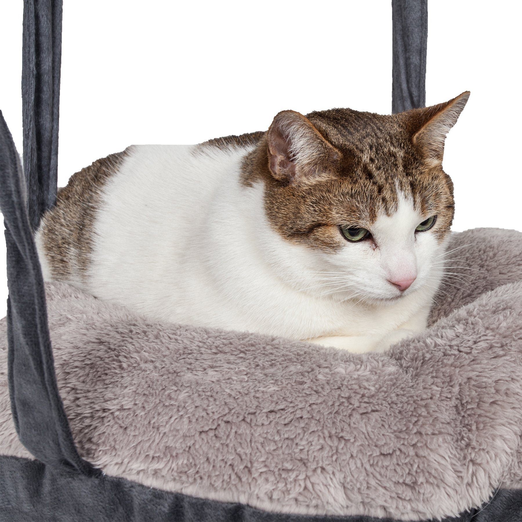 Pet Life ® 'Kittyhaus' Dual-Lounge Hanging Relaxing Kitty Cat Pillow Bed Hammock Lounger Grey