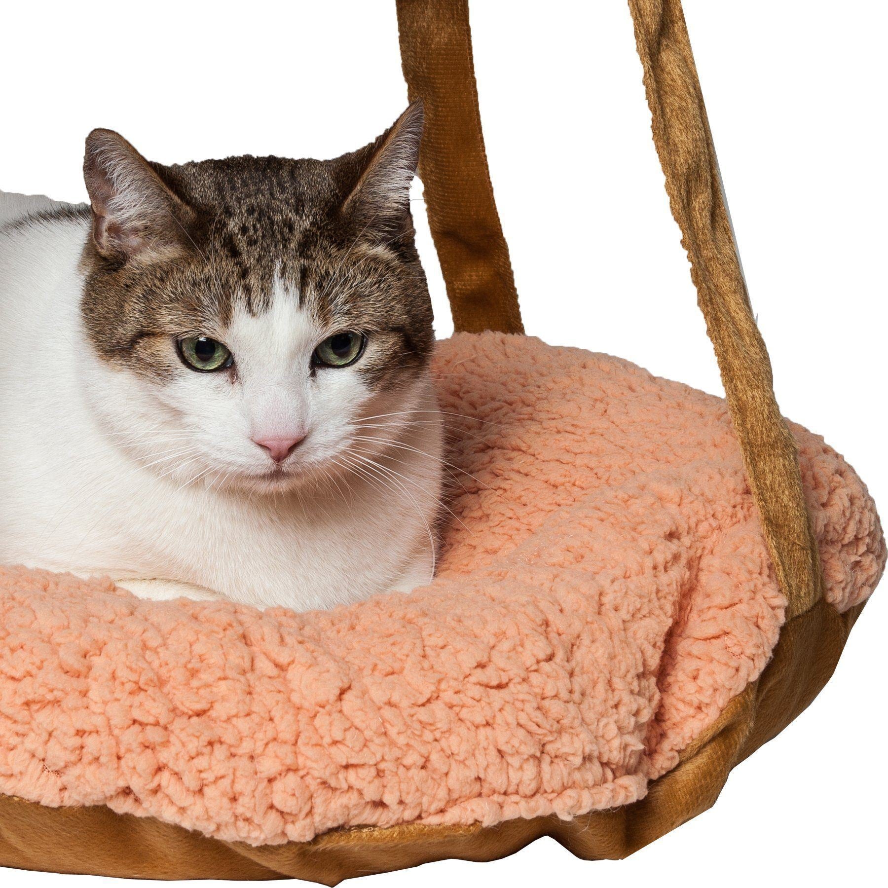 Pet Life ® 'Kittyhaus' Dual-Lounge Hanging Relaxing Kitty Cat Pillow Bed Hammock Lounger Brown