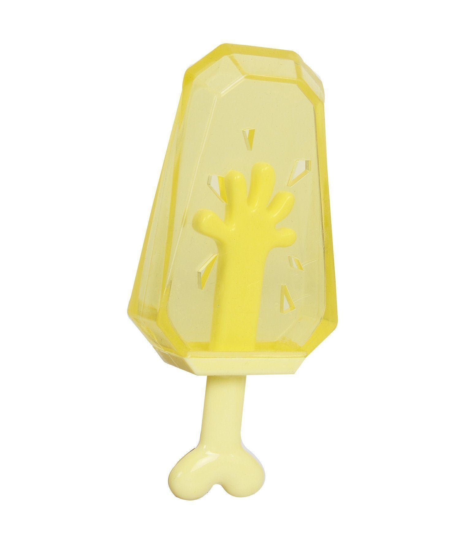 Pet Life ® 'Lick & Gnaw' Cooling Ices Cone Freezable and Chewable Tossing Waterproof Floating Pet Dog Toy Yellow