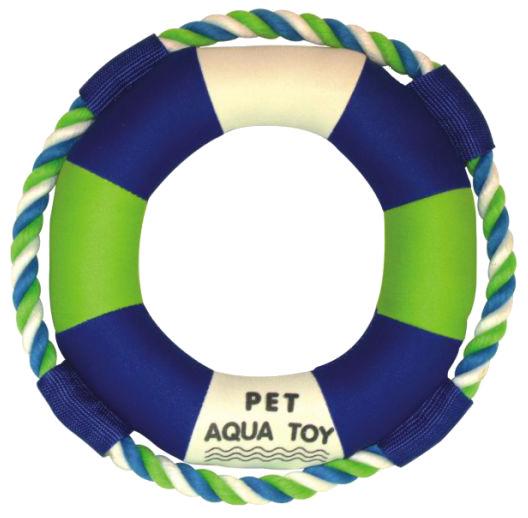Pet Life ® 'Life Raver' Rounded Squeaking and Jute Rope Floating Dog Toy Default Title
