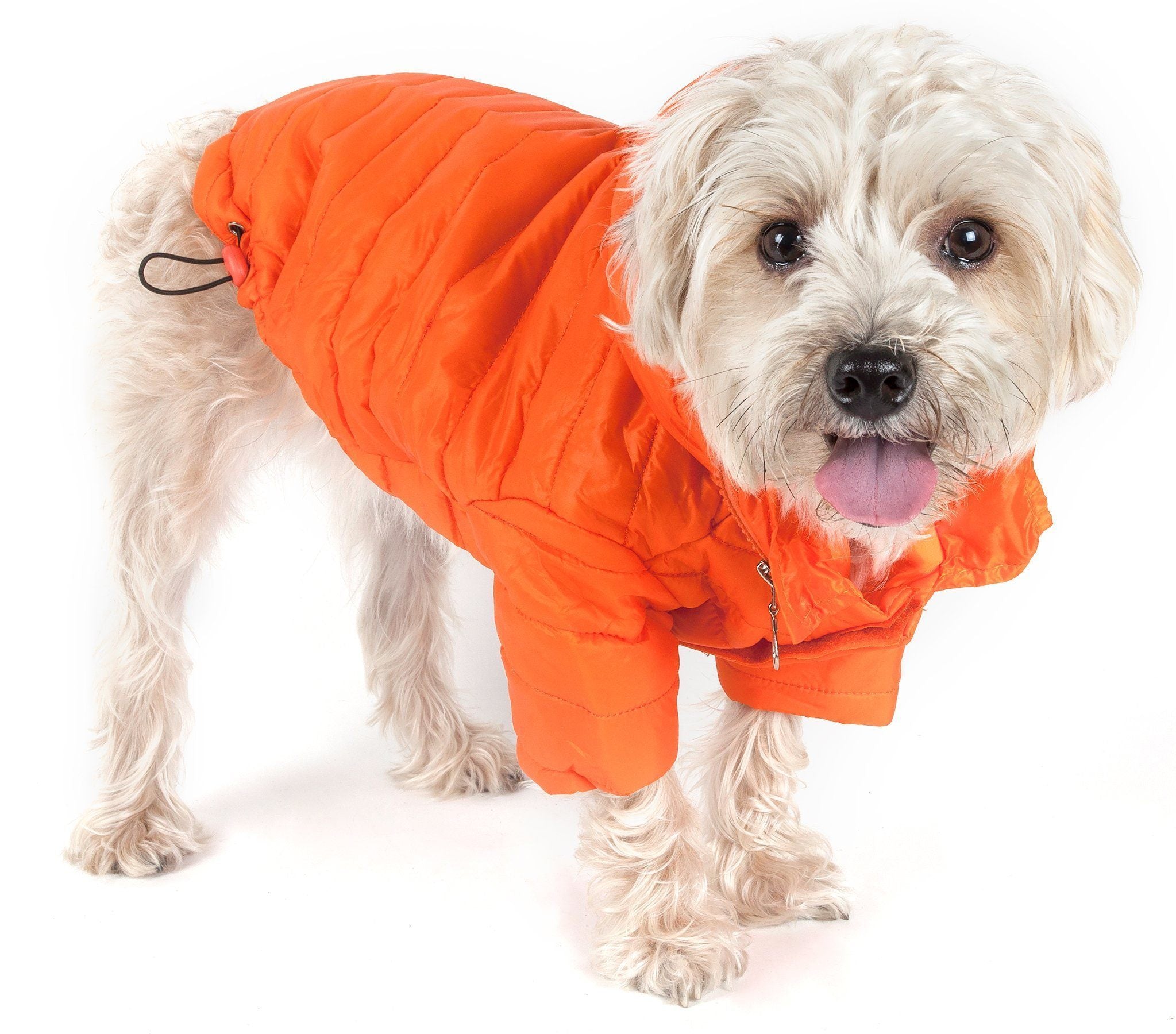 Pet Life ® Lightweight Adjustable and Collapsible 'Sporty Avalanche' Dog Coat w/ Pop-out Zippered Hood X-Small Orange