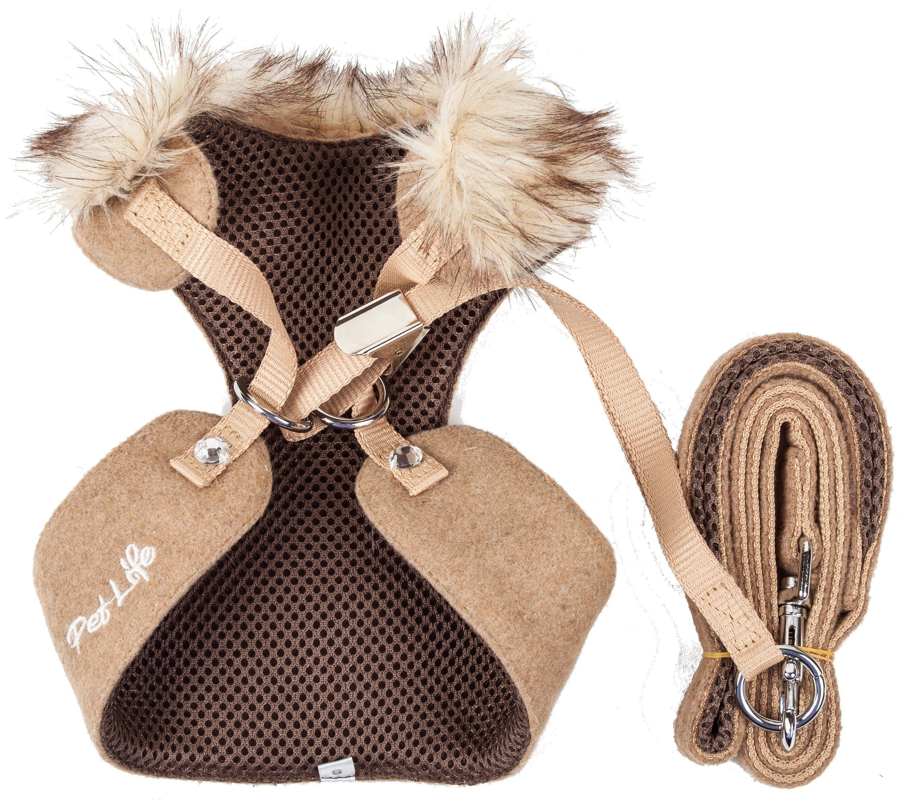 Pet Life ® Luxe 'Furracious' 2-In-1 Adjustable Dog Harness and Leash with Detachable Fur Collar