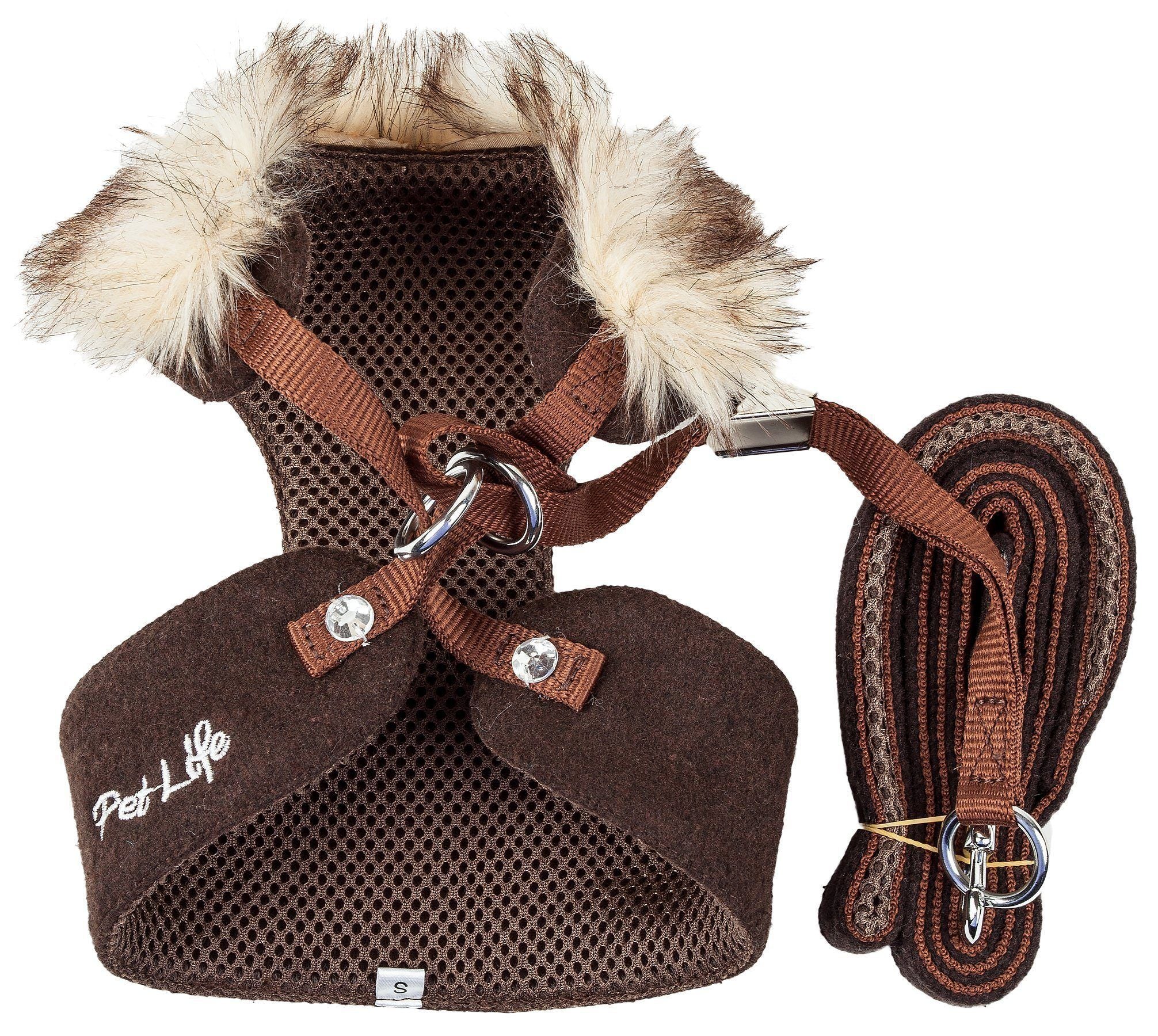 Pet Life ® Luxe 'Furracious' 2-In-1 Adjustable Dog Harness and Leash with Detachable Fur Collar