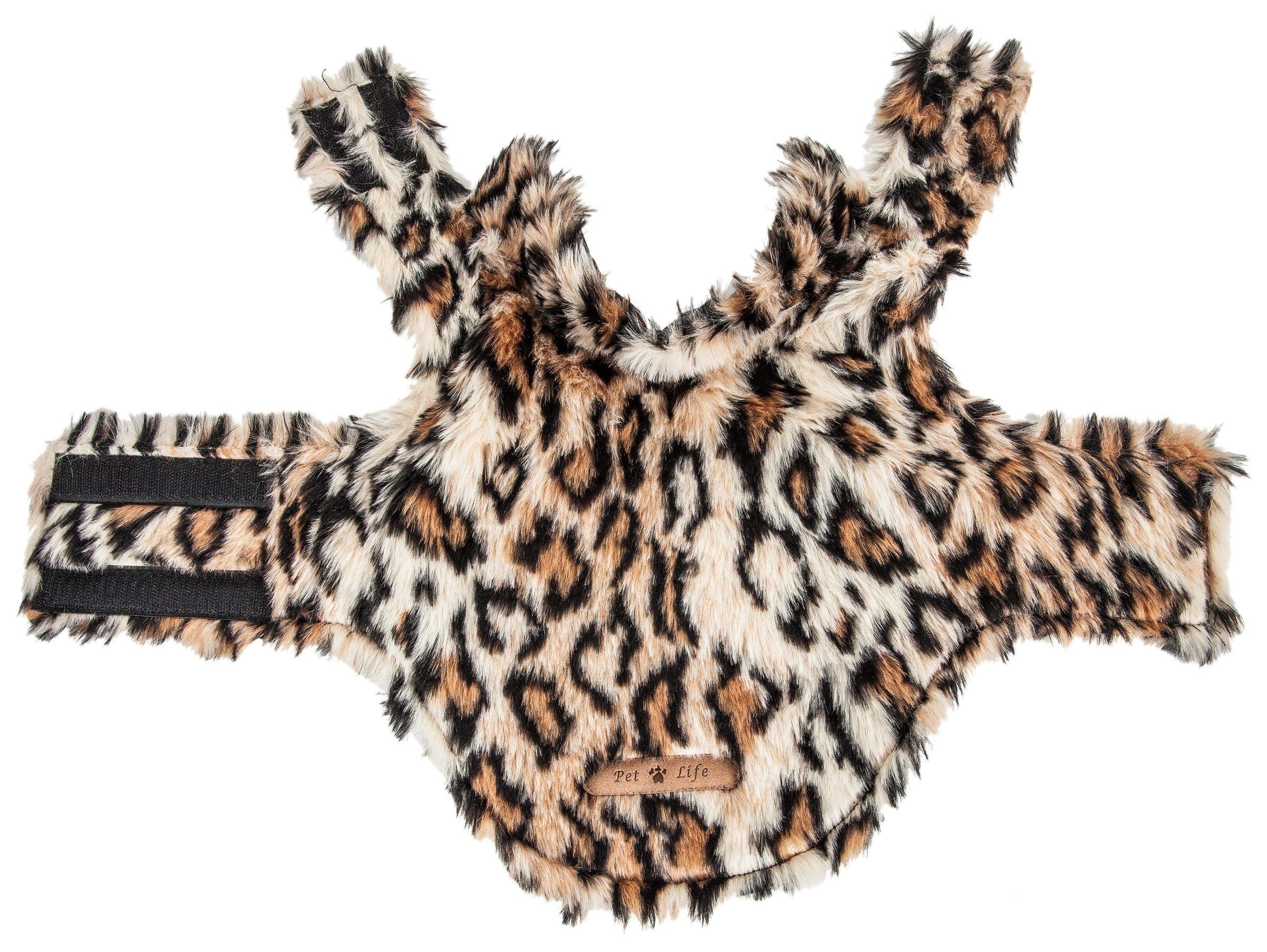 Pet Life ®  Luxe 'Lab-Pard' Dazzling Leopard Patterned Mink Fur Dog Coat