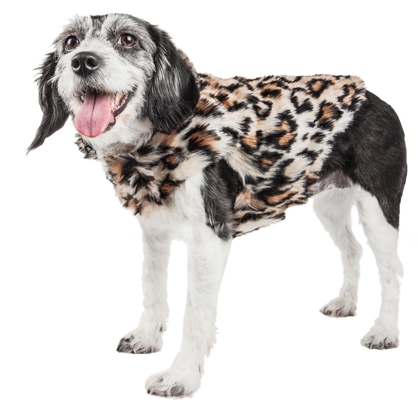 Pet Life ®  Luxe 'Lab-Pard' Dazzling Leopard Patterned Mink Fur Dog Coat X-Small