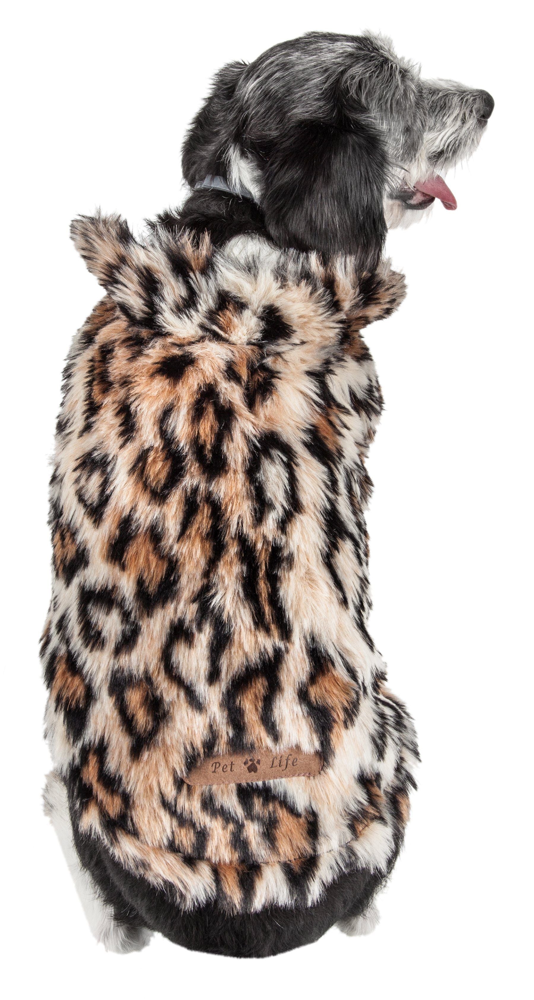 Pet Life ®  Luxe 'Lab-Pard' Dazzling Leopard Patterned Mink Fur Dog Coat
