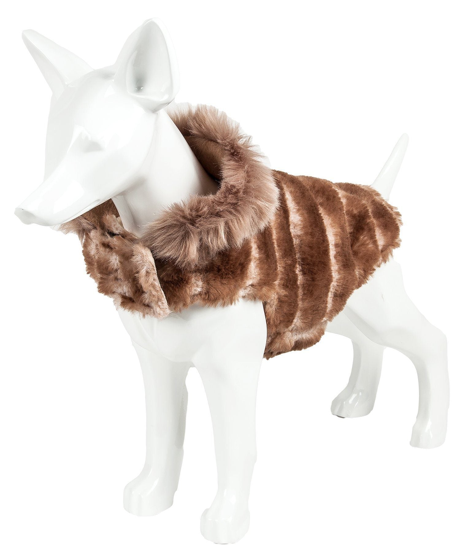 Pet Life ® Luxe 'Tira-Poochoo' Tiramisu Patterned Mink Fur Designer Dog Jacket