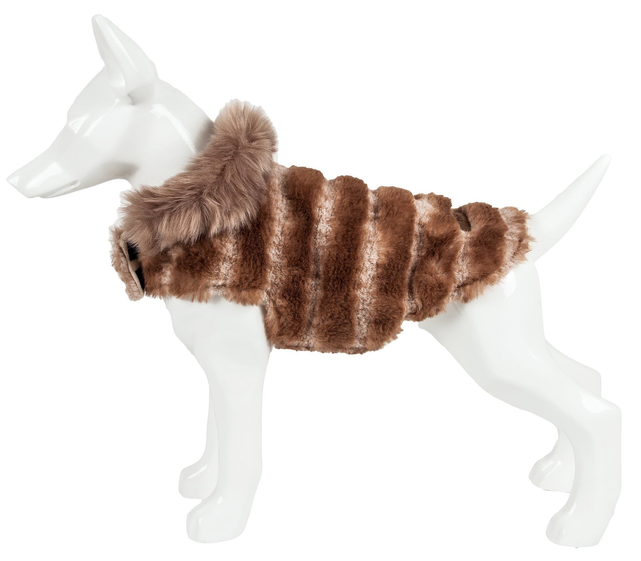 Pet Life ® Luxe 'Tira-Poochoo' Tiramisu Patterned Mink Fur Designer Dog Jacket X-Small