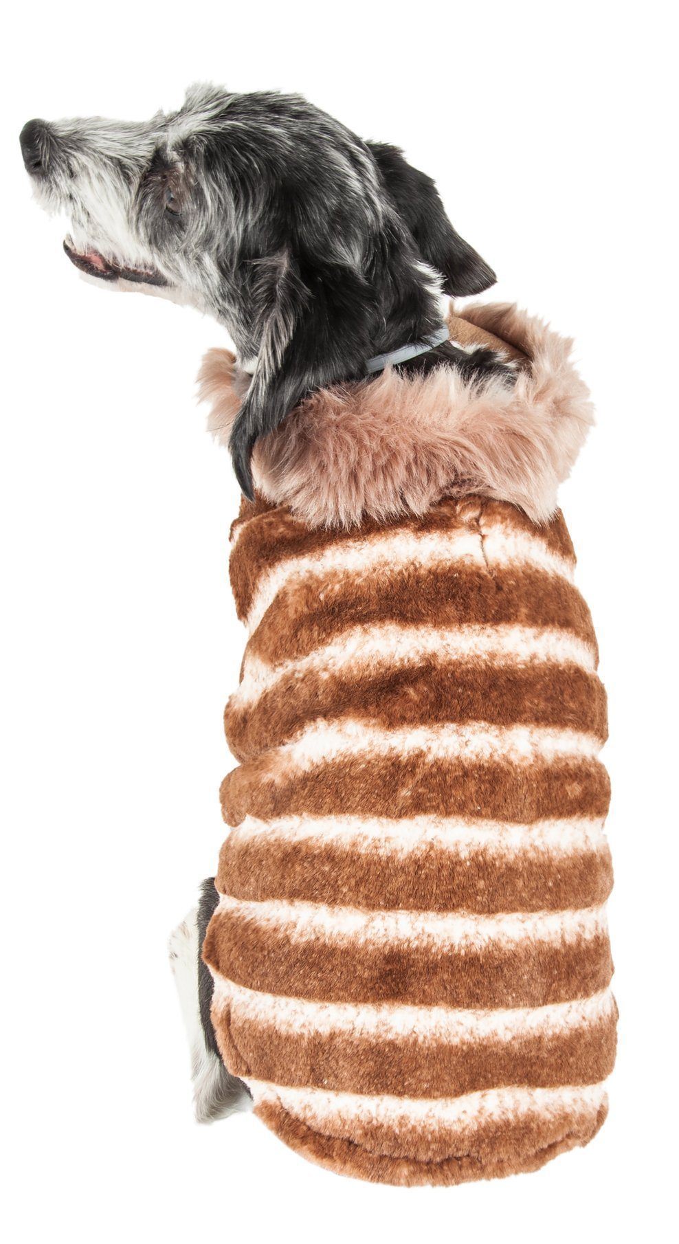 Pet Life ® Luxe 'Tira-Poochoo' Tiramisu Patterned Mink Fur Designer Dog Jacket