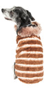 Pet Life ® Luxe 'Tira-Poochoo' Tiramisu Patterned Mink Fur Designer Dog Jacket