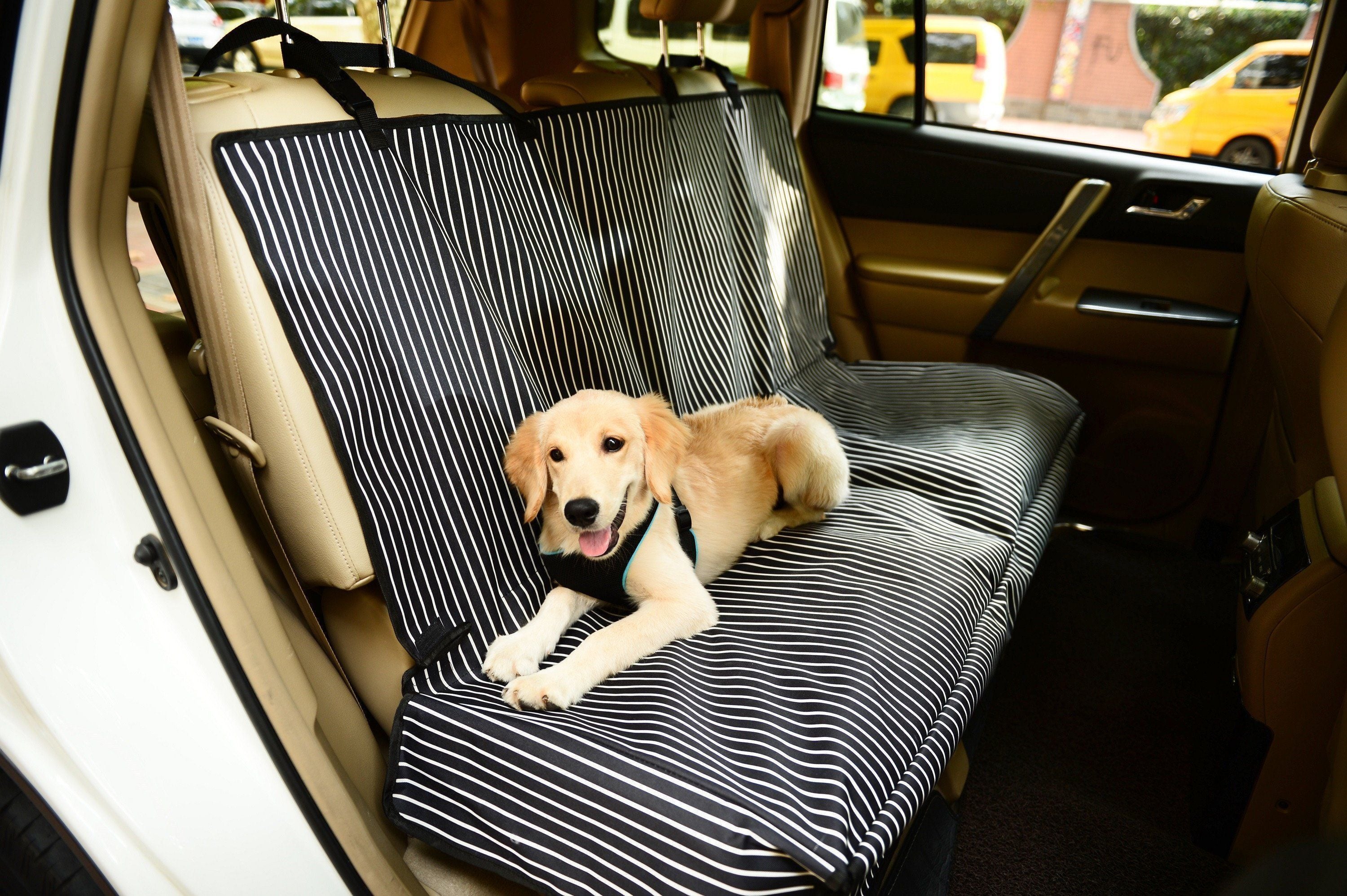 Pet Life ® 'Open Road' Full Back Seat Safety Child Pet Cat Dog Car Seat Carseat Cover Protector Navy Blue And White Stripe