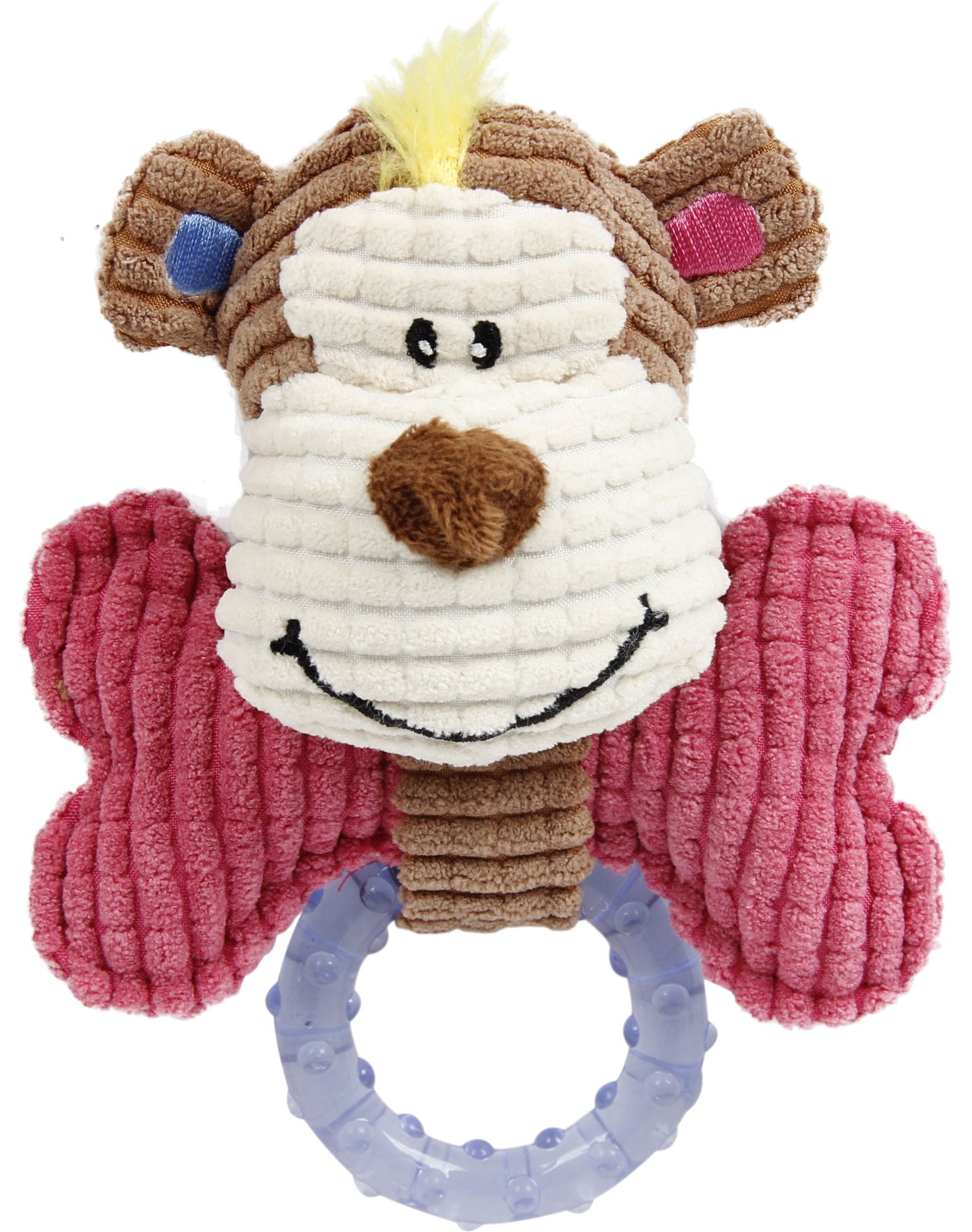 Pet Life ® 'Paci-Plush' Plush Squeaking and Rubber Teething Newborn Puppy Dog Toy Pink