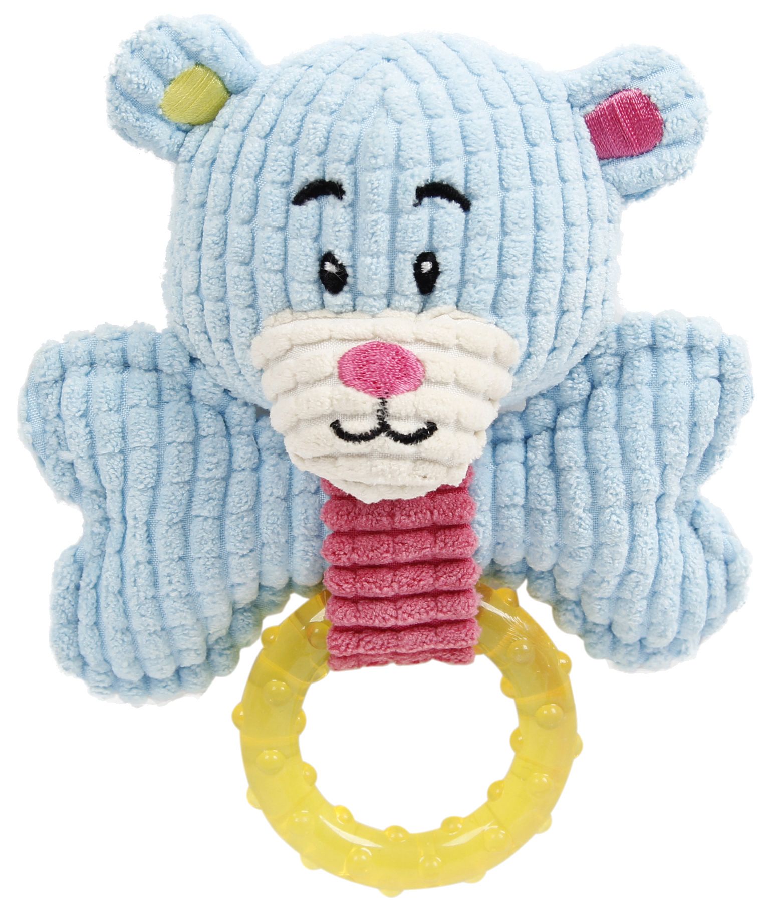 Pet Life ® 'Paci-Plush' Plush Squeaking and Rubber Teething Newborn Puppy Dog Toy Light Blue