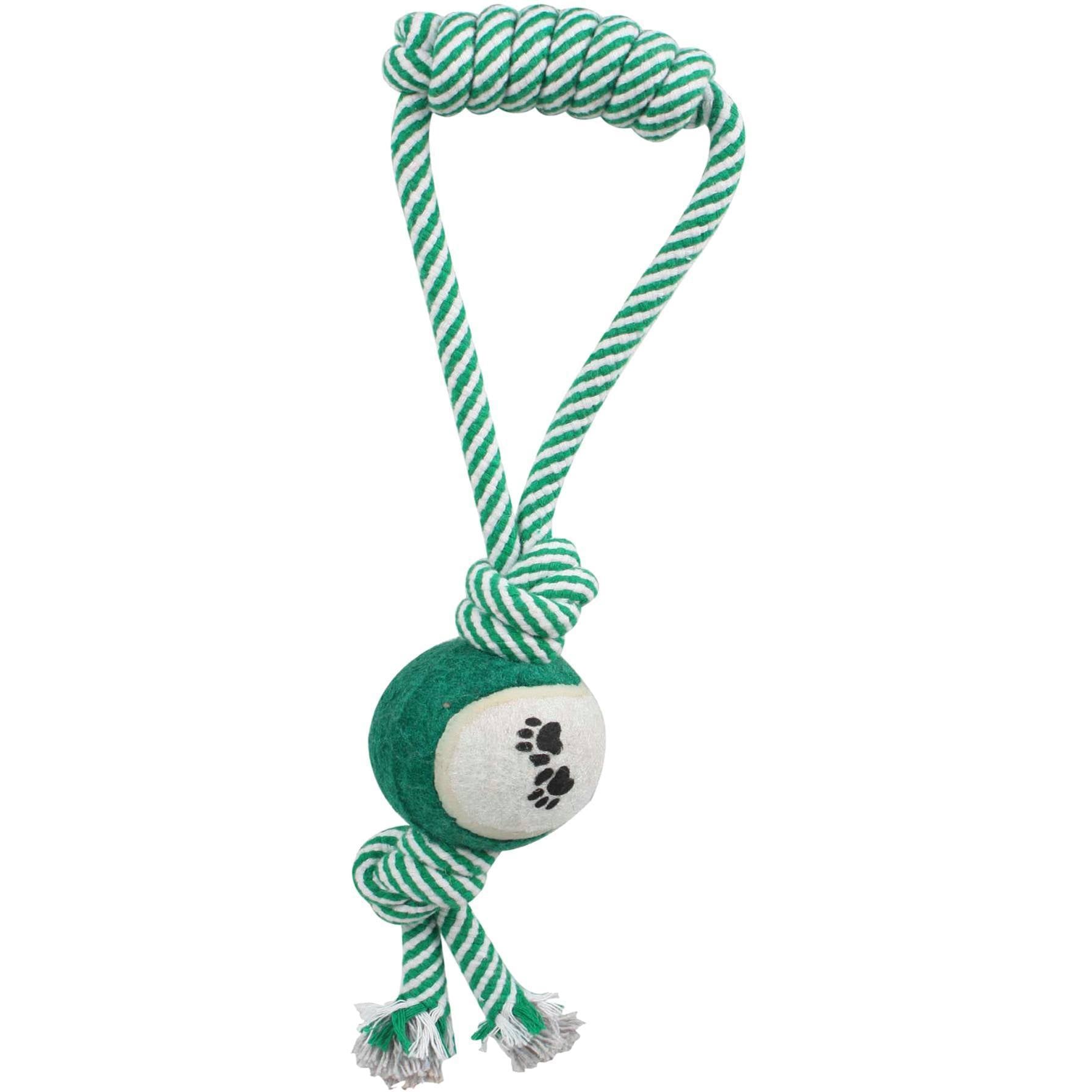 Pet Life ® 'Pull Away' All Natural Jute Rope and Tennis Ball Dog Toy Green