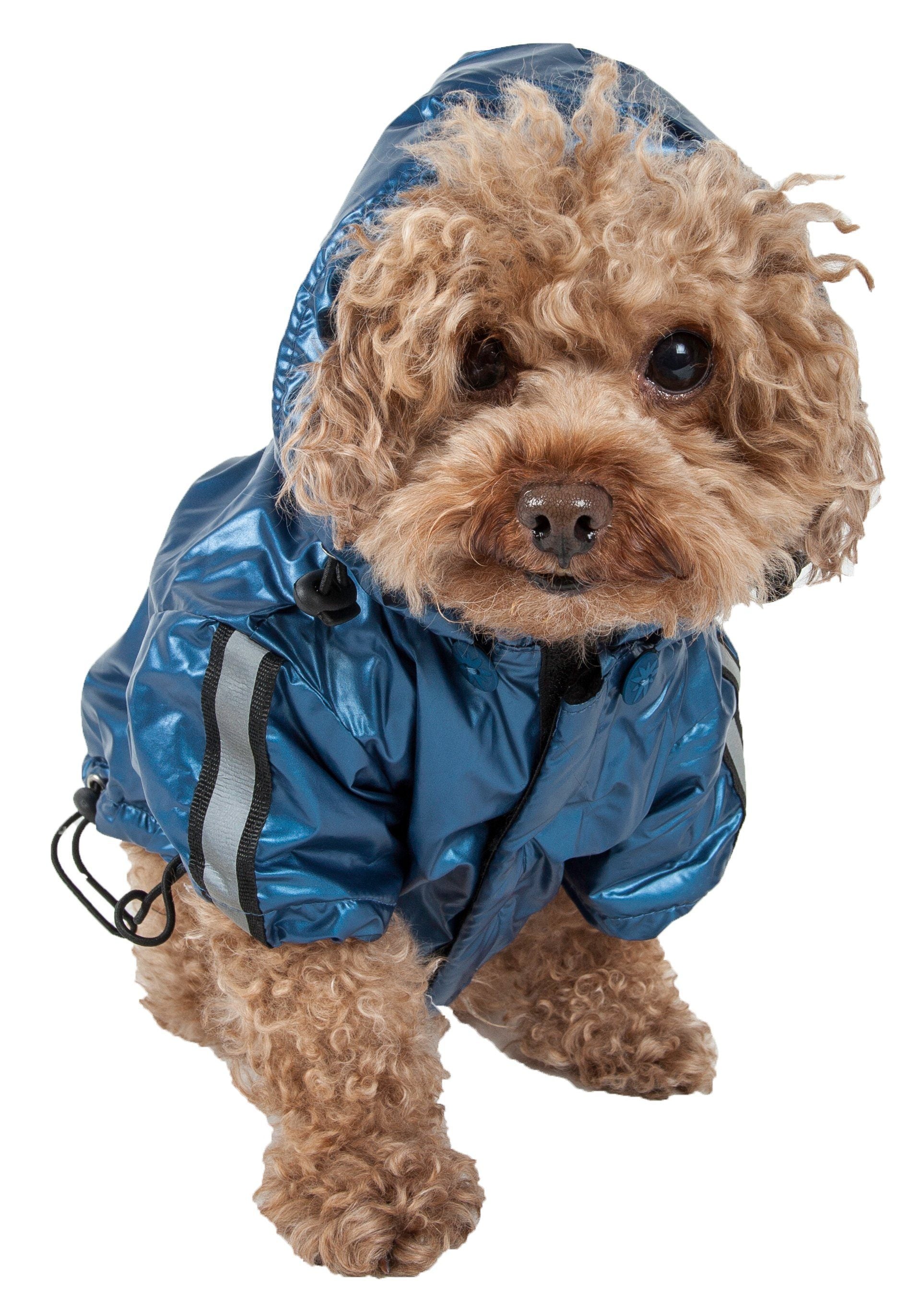 Pet Life ® 'Reflecta-Sport' Multi-Adjustable Reflective Weather-Proof Dog Raincoat w/ Removable Hood X-Small 