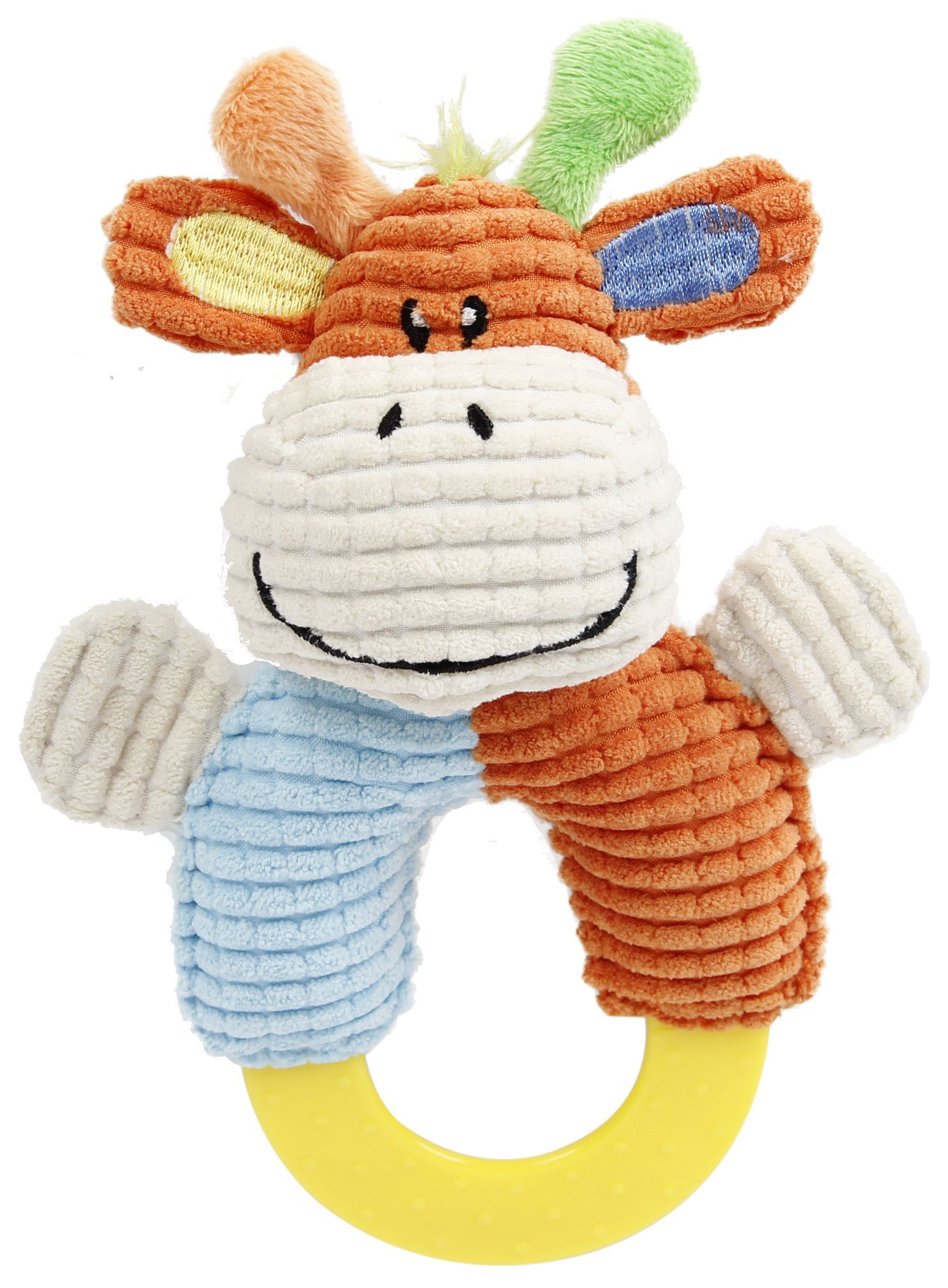 Pet Life ® 'Ring-O-Round' Plush Squeaking and Rubber Teething Newborn Puppy Dog Toy Blue, Orange