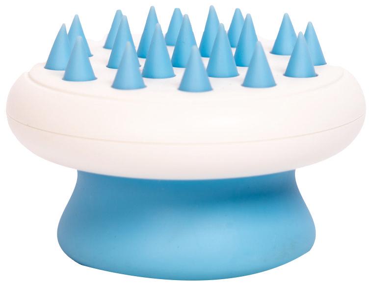 Pet Life ® 'Scwubba' Handheld Bathing Brushing and Massaging Soft Flexible Grooming Pet Comb Blue