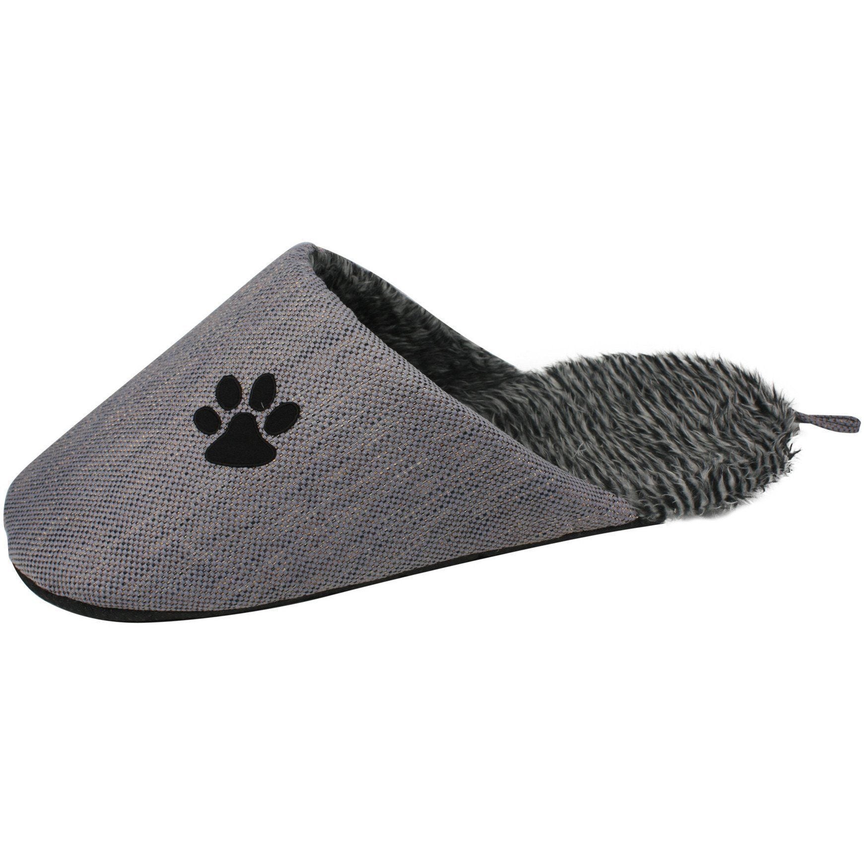 Pet Life ® 'Slip-On' Fashion Designer Polar Fleece Animated Slipper Pet Dog Bed House Shoes Grey