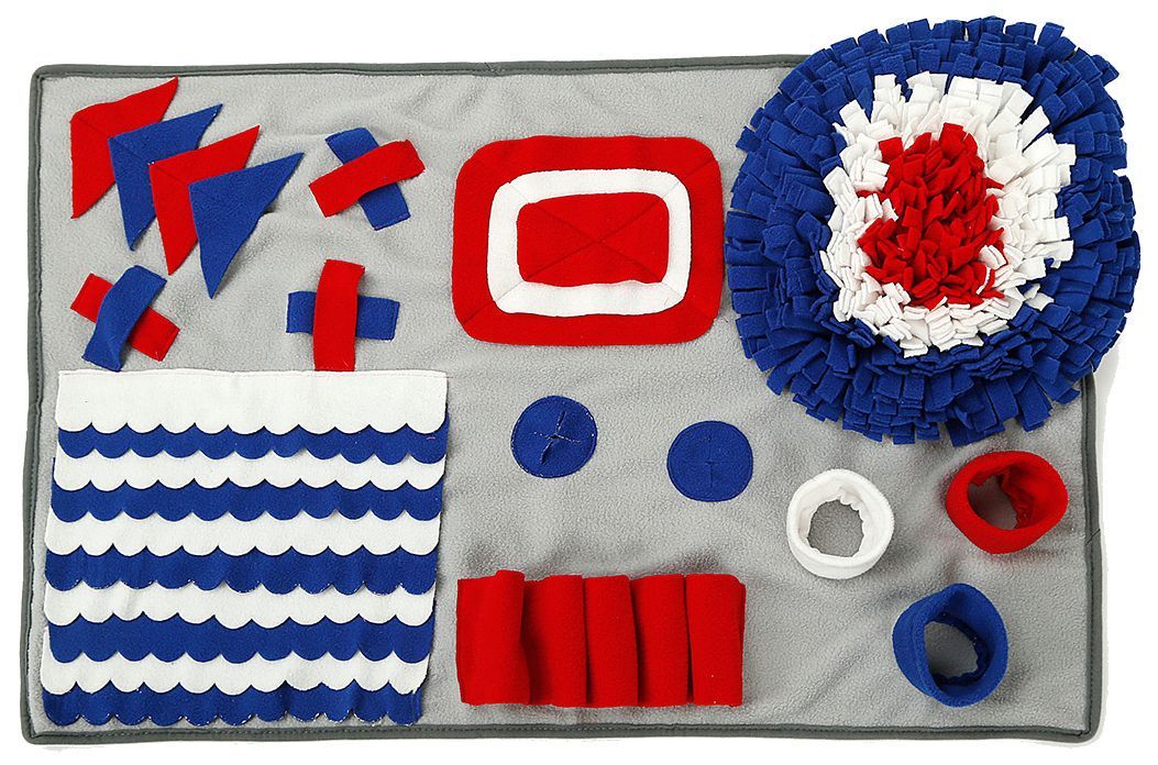 Pet Life ® 'Sniffer Snack' Interactive Feeding Pet Snuffle Mat Gray, Red, Blue