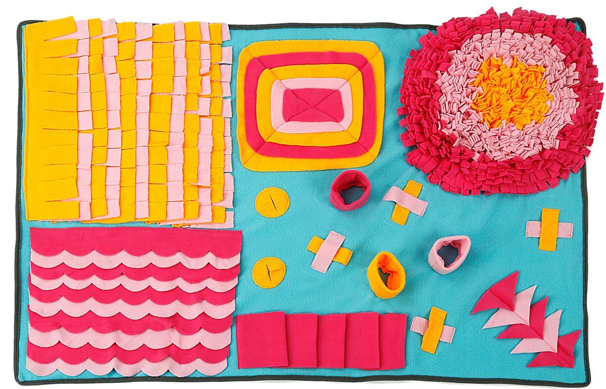 Pet Life ® 'Sniffer Snack' Interactive Feeding Pet Snuffle Mat Blue, Pink, Orange