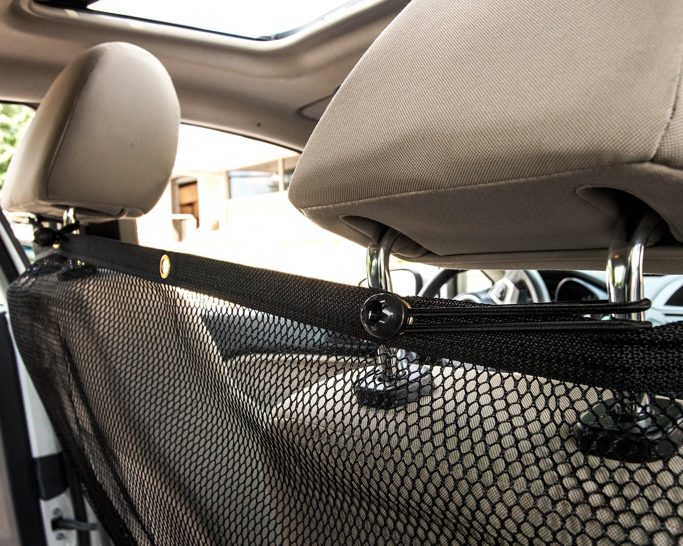 Pet Life ® Squared 'Easy-Hook' Backseat Mesh Folding Dog Cat Child Car Seat Carseat Safety Barrier