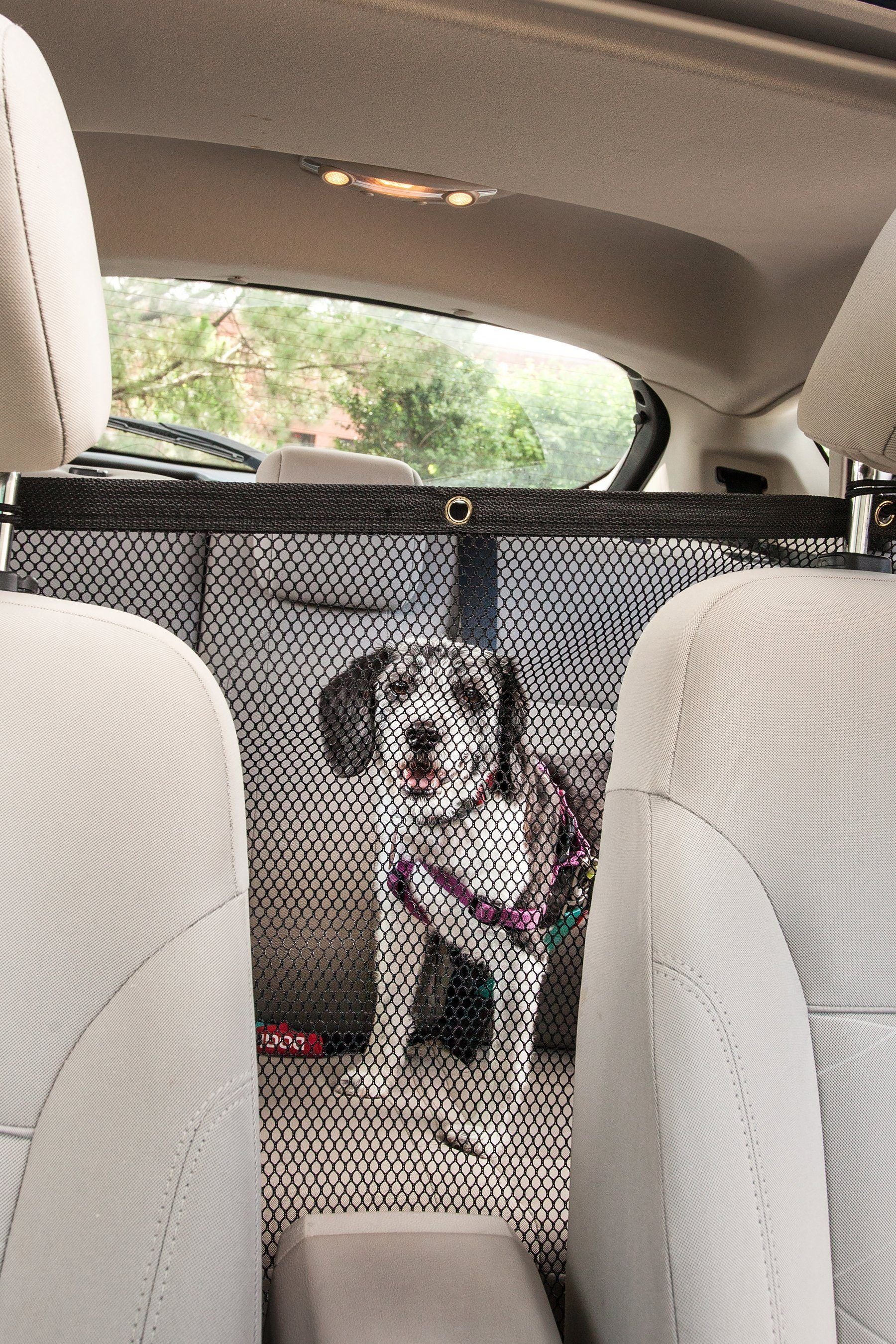 Pet Life ® Squared 'Easy-Hook' Backseat Mesh Folding Dog Cat Child Car Seat Carseat Safety Barrier  