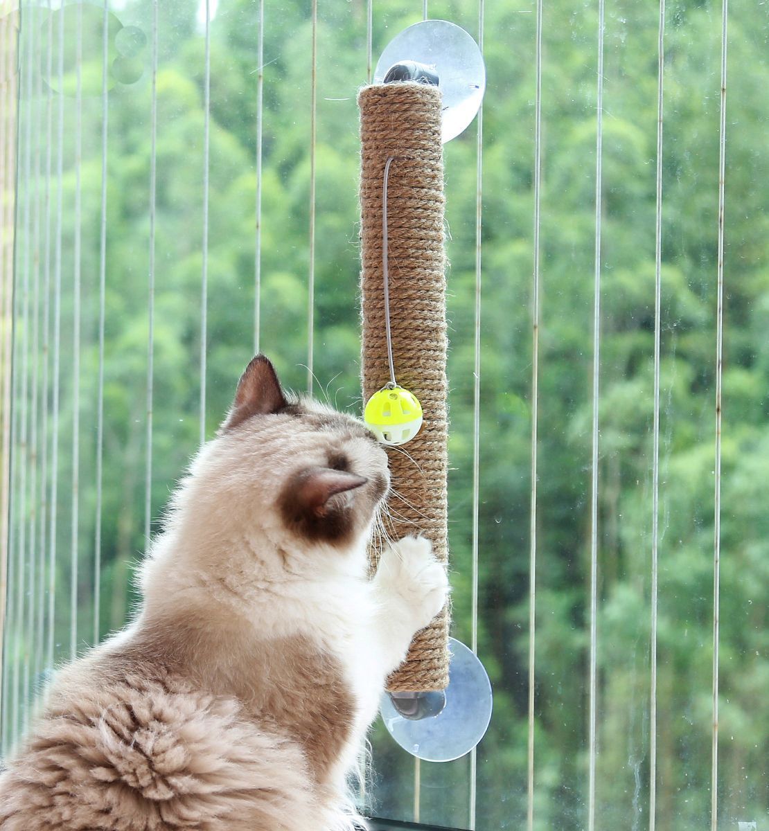 Pet Life ® 'Stick N' Claw' Sisal Rope and Toy Suction Cup Stick Shaped Cat Scratcher