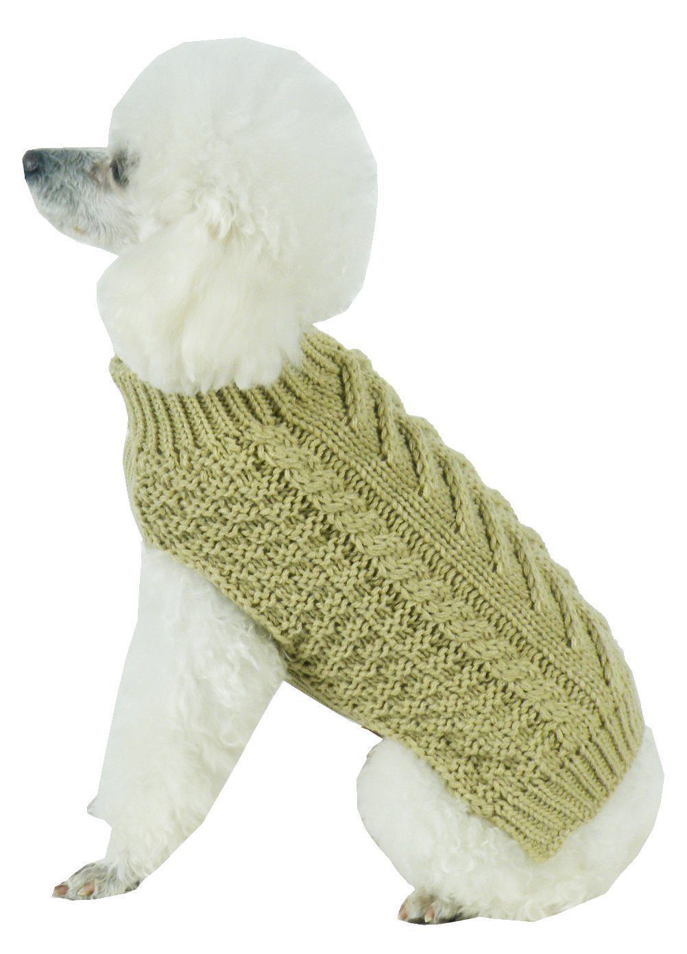Pet Life ® 'Swivel-Swirl' Heavy Cable Knitted Fashion Designer Dog Sweater X-Small Tan Brown