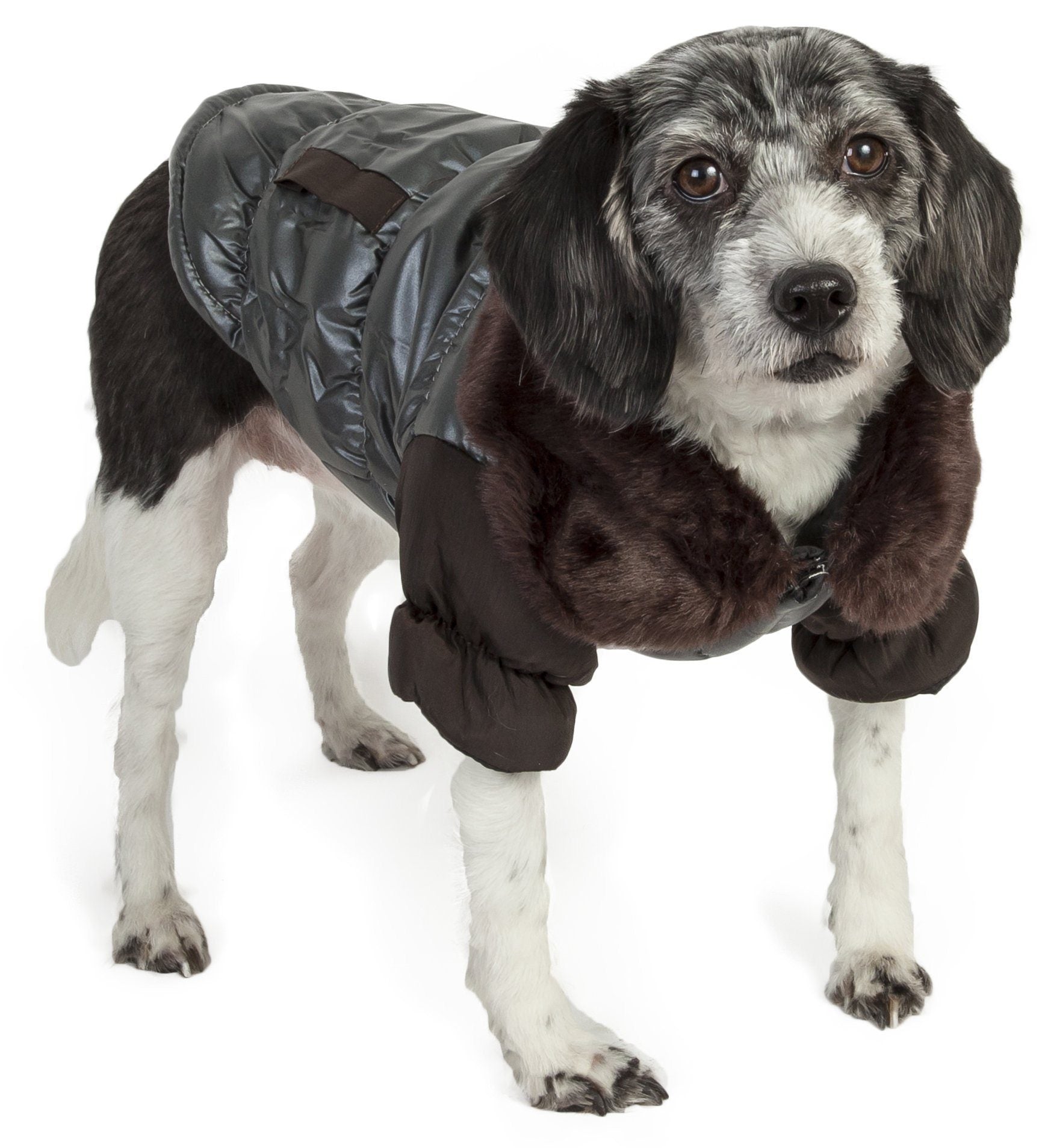 Pet Life ® Track-Collared' Metallic Ultra Fur 3M Insulated Pet Dog Jacket X-Small
