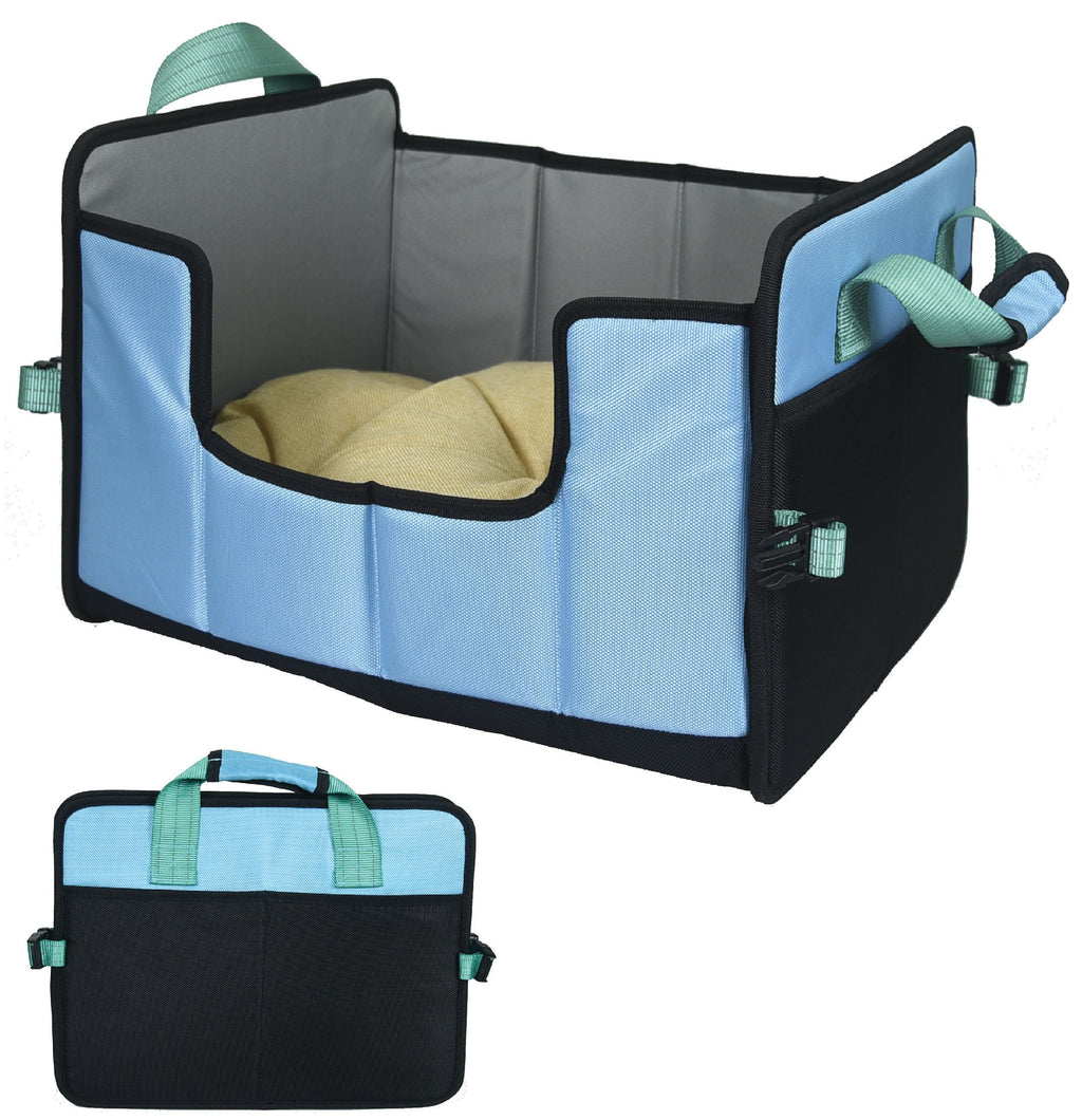 Pet Life ® 'Travel-Nest' Folding Travel Cat and Dog Bed Blue Small