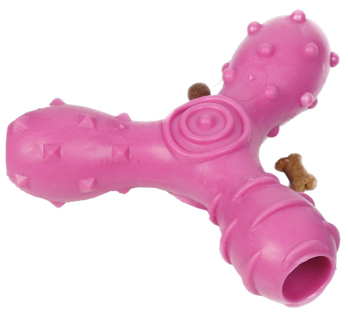 Pet Life ® 'Tri-Chew' Treat Dispensing and Chewing Interactive TPR Dog Toy Pink